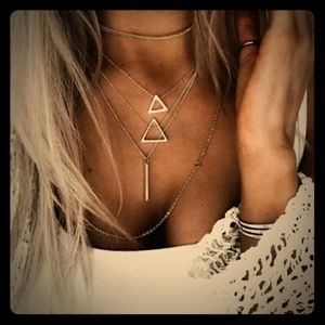 Boho layered Multi Layer Pendant Necklace